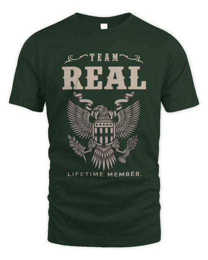 REAL TP06-K82 – Personalized Classic Style Apparel “Team NAME Lifetime Member” - Unisex Standard T-Shirt - Forest Green