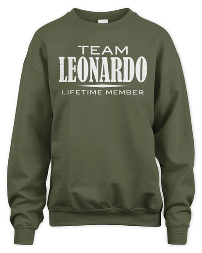 LEONARDO BL62-K4-128 - Personalized “Team NAME Lifetime Member” - Unisex Sweatshirt - Military Green