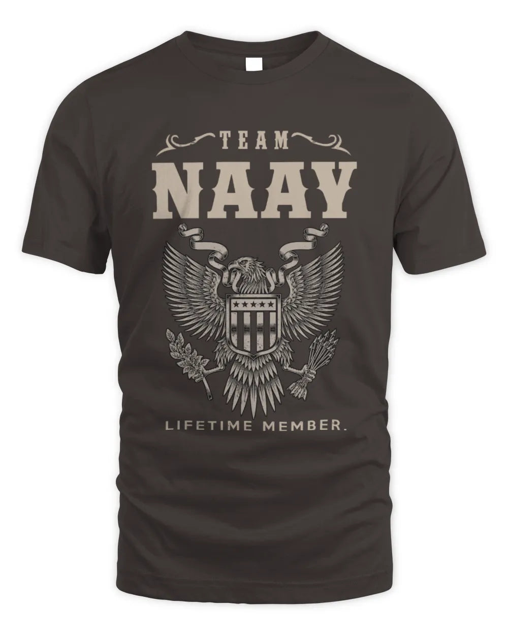NAAY TP06-K82 – Personalized Classic Style Apparel “Team NAME Lifetime Member” - Unisex Standard T-Shirt - Dark Chocolate
