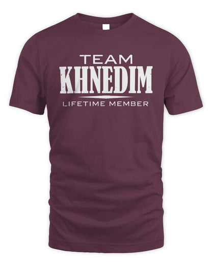 KHNEDIM BL62-K4-128 - Personalized “Team NAME Lifetime Member” - Unisex Standard T-Shirt - Maroon