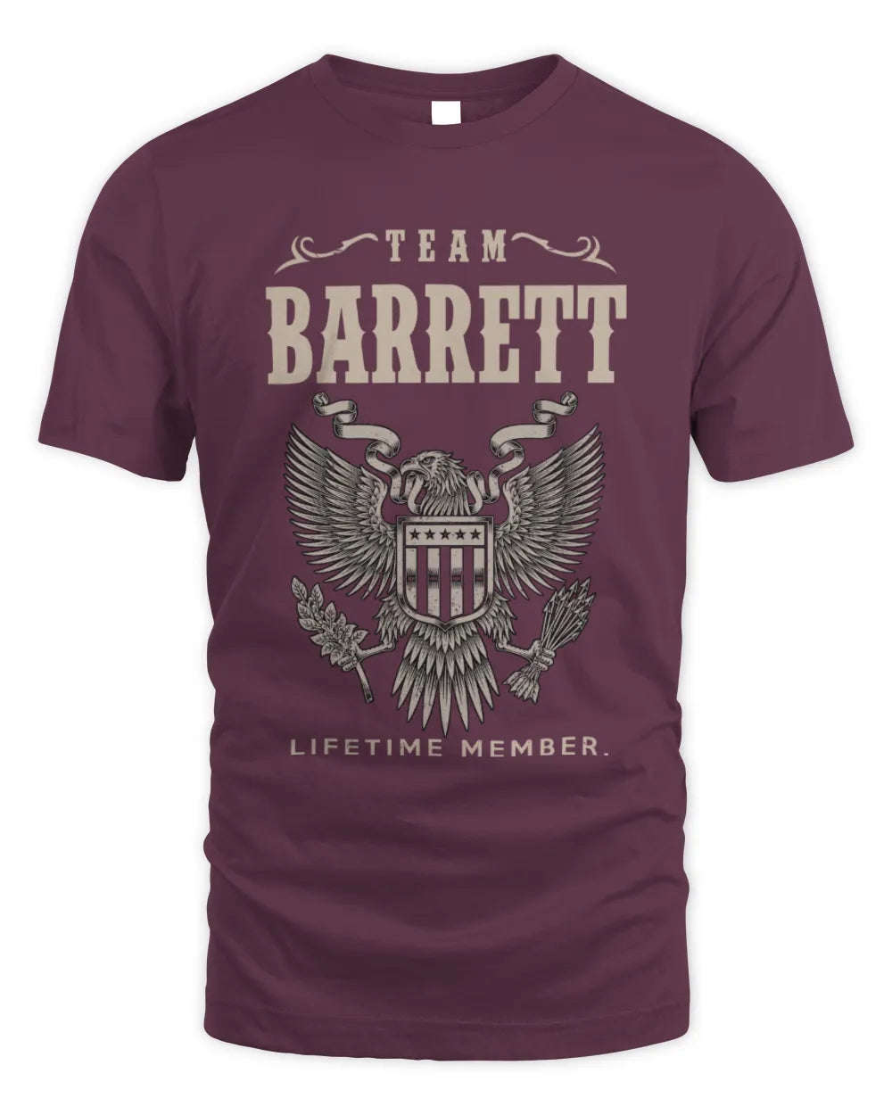 BARRETT TP06-K82 – Personalized Classic Style Apparel “Team NAME Lifetime Member” - Unisex Standard T-Shirt - Maroon
