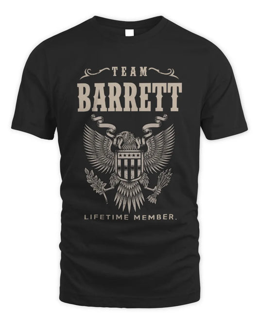 BARRETT TP06-K82 – Personalized Classic Style Apparel “Team NAME Lifetime Member” - Unisex Standard T-Shirt - Black