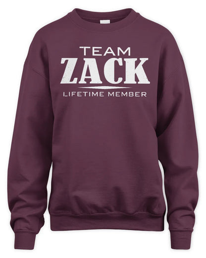 ZACK BL62-K4-128 - Personalized “Team NAME Lifetime Member” - Unisex Sweatshirt - Maroon