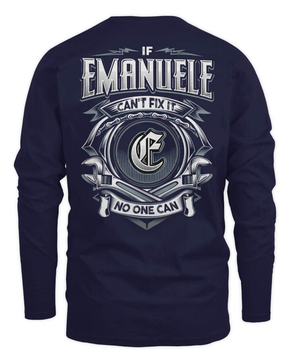 EMANUELE AP81-K4-626 - Personalized Ahmed Quote Apparel “If Ahmed Can't Fix It, No One Can” - Men's Long Sleeved T-Shirt - Navy