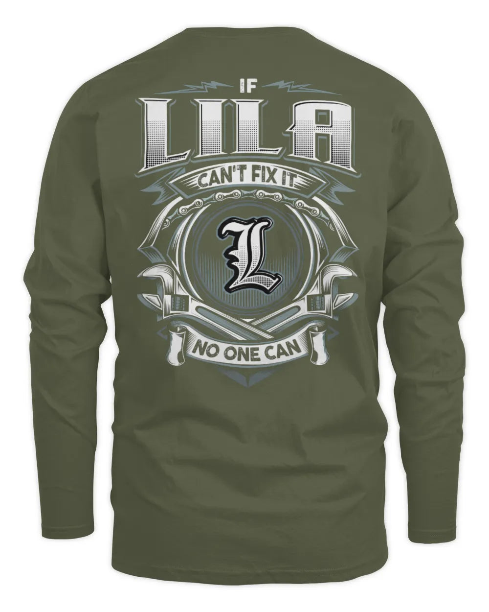 LILA AP81-K4-626 - Personalized Ahmed Quote Apparel “If Ahmed Can't Fix It, No One Can” - Men's Long Sleeved T-Shirt - Military Green