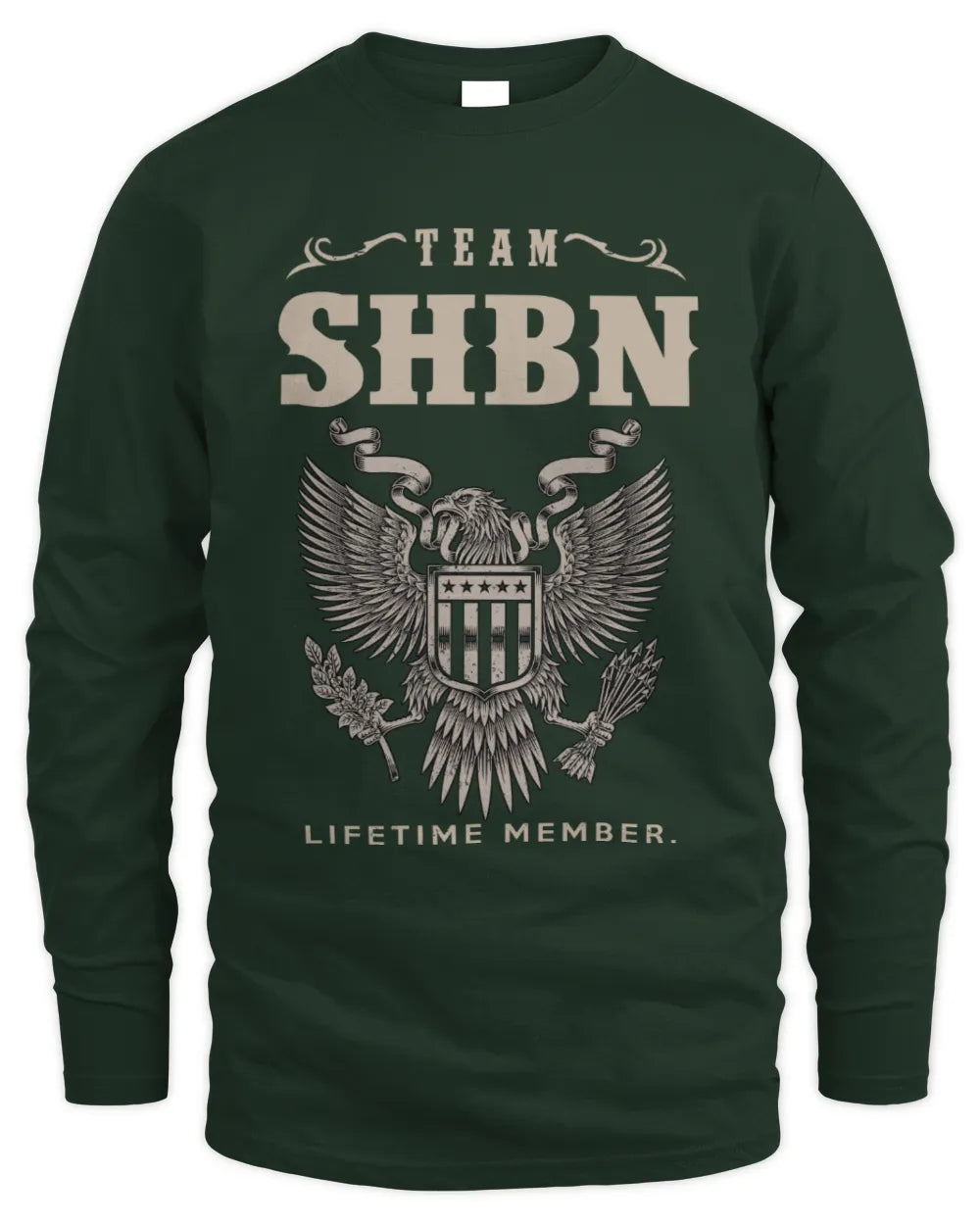 SHBN TP06-K82 – Personalized Classic Style Apparel “Team NAME Lifetime Member” - Men's Long Sleeved T-Shirt - Forest Green