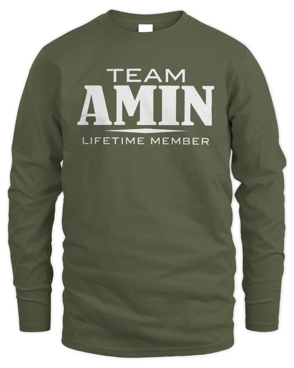 AMIN BL62-K4-128 - Personalized “Team NAME Lifetime Member” - Men's Long Sleeved T-Shirt - Military Green