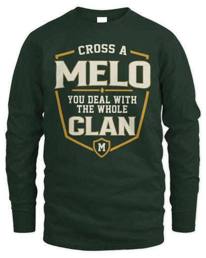 MELO NT1-K008 Cross A/An NAME, You Deal With the Whole Clan | Personalized Vintage T-Shirt - Men's Long Sleeved T-Shirt - Forest Green