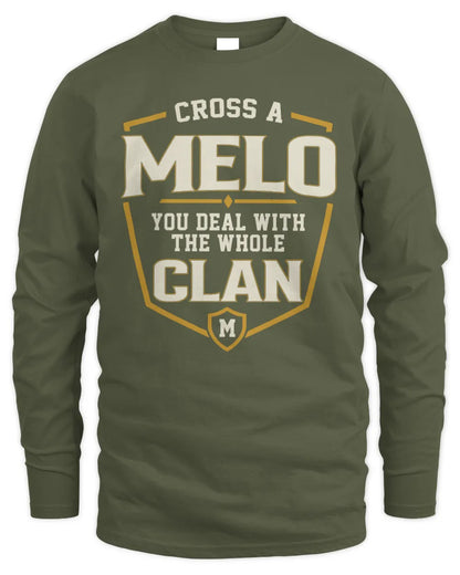 MELO NT1-K008 Cross A/An NAME, You Deal With the Whole Clan | Personalized Vintage T-Shirt - Men's Long Sleeved T-Shirt - Military Green