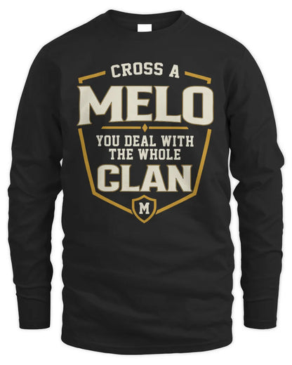 MELO NT1-K008 Cross A/An NAME, You Deal With the Whole Clan | Personalized Vintage T-Shirt - Men's Long Sleeved T-Shirt - Black