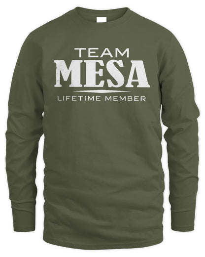 MESA BL62-K4-128 - Personalized “Team NAME Lifetime Member” - Men's Long Sleeved T-Shirt - Military Green