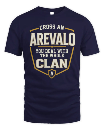 AREVALO NT1-K008 Cross A/An NAME, You Deal With the Whole Clan | Personalized Vintage T-Shirt - Unisex Standard T-Shirt - Navy