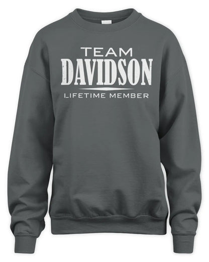 DAVIDSON BL62-K4-128 - Personalized “Team NAME Lifetime Member” - Unisex Sweatshirt - Charcoal