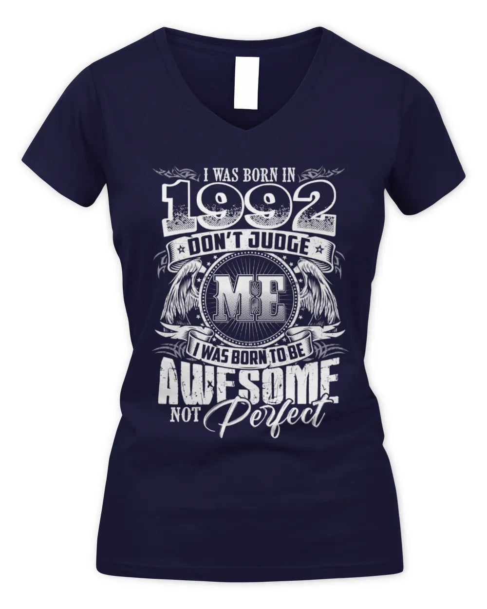 1992 HH89-K2 – Awesome Birth Year Quote T-Shirt - Women's V-Neck T-Shirt - Navy