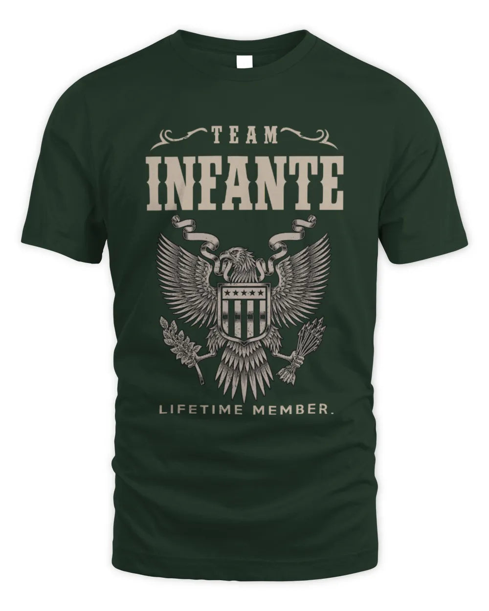 INFANTE TP06-K82 – Personalized Classic Style Apparel “Team NAME Lifetime Member” - Unisex Standard T-Shirt - Forest Green