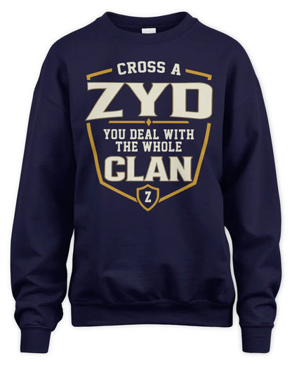ZYD NT1-K008 Cross A/An NAME, You Deal With the Whole Clan | Personalized Vintage T-Shirt - Unisex Sweatshirt - Navy