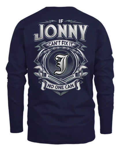 JONNY AP81-K4-626 - Personalized Ahmed Quote Apparel “If Ahmed Can't Fix It, No One Can” - Men's Long Sleeved T-Shirt - Navy