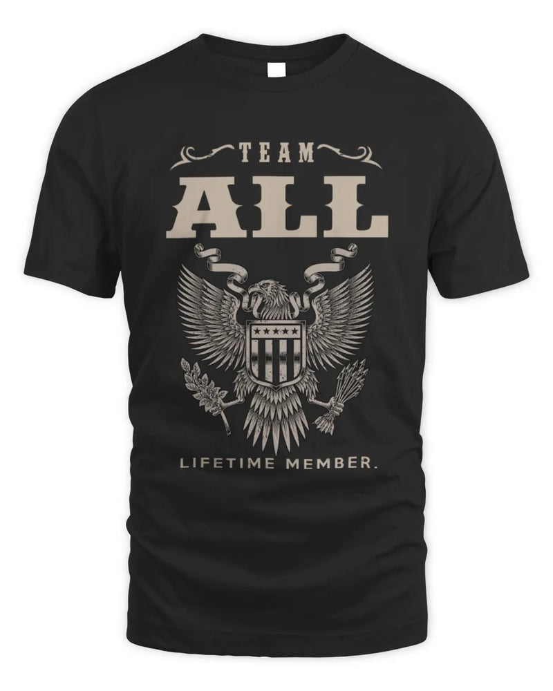ALL TP06-K82 – Personalized Classic Style Apparel “Team NAME Lifetime Member” - Unisex Standard T-Shirt - Black