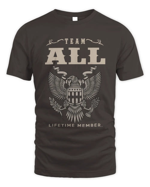 ALL TP06-K82 – Personalized Classic Style Apparel “Team NAME Lifetime Member” - Unisex Standard T-Shirt - Dark Chocolate
