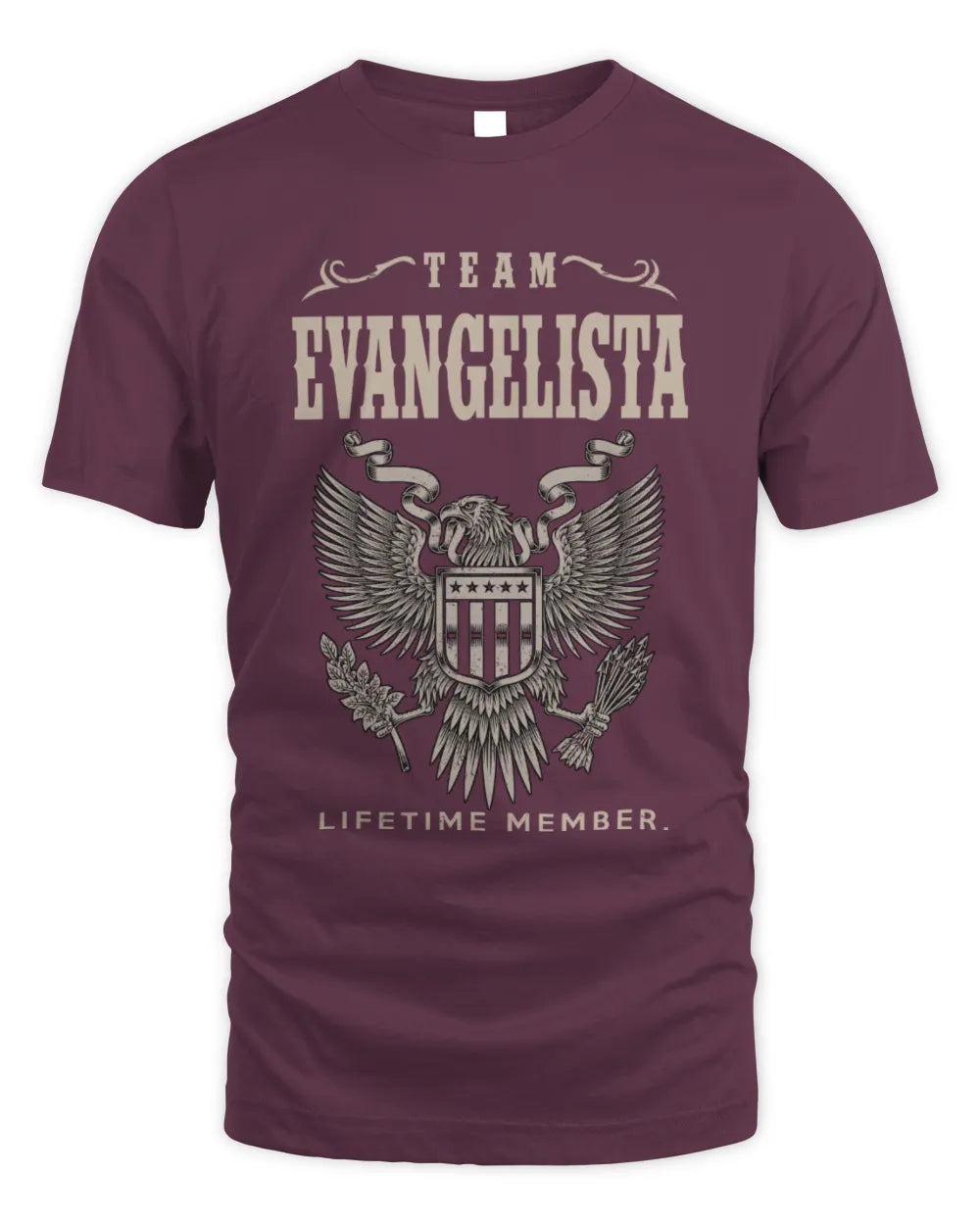 EVANGELISTA TP06-K82 – Personalized Classic Style Apparel “Team NAME Lifetime Member” - Unisex Standard T-Shirt - Maroon