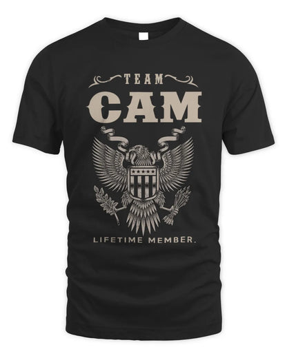 CAM TP06-K82 – Personalized Classic Style Apparel “Team NAME Lifetime Member” - Unisex Standard T-Shirt - Black