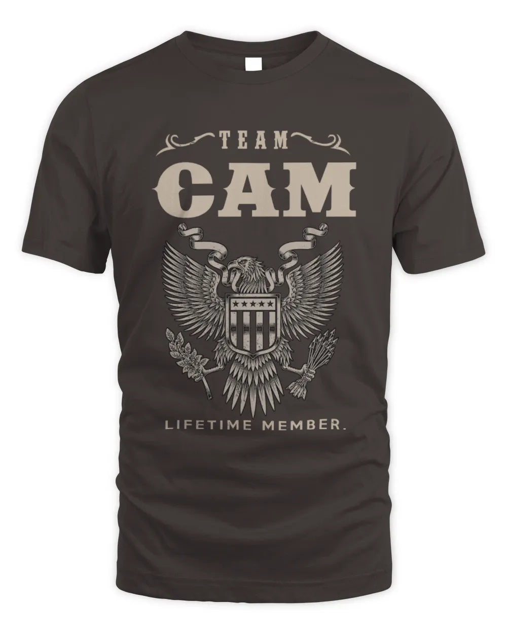 CAM TP06-K82 – Personalized Classic Style Apparel “Team NAME Lifetime Member” - Unisex Standard T-Shirt - Dark Chocolate