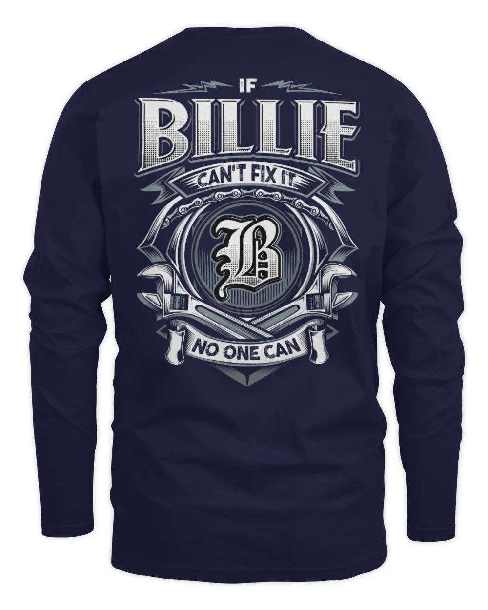 BILLIE AP81-K4-626 - Personalized Ahmed Quote Apparel “If Ahmed Can't Fix It, No One Can” - Men's Long Sleeved T-Shirt - Navy
