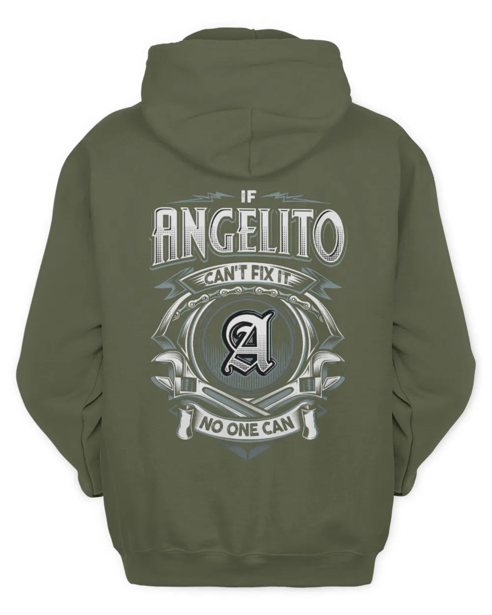 ANGELITO AP81-K4-626 - Personalized Ahmed Quote Apparel “If Ahmed Can't Fix It, No One Can” - Unisex Hoodie - Military Green