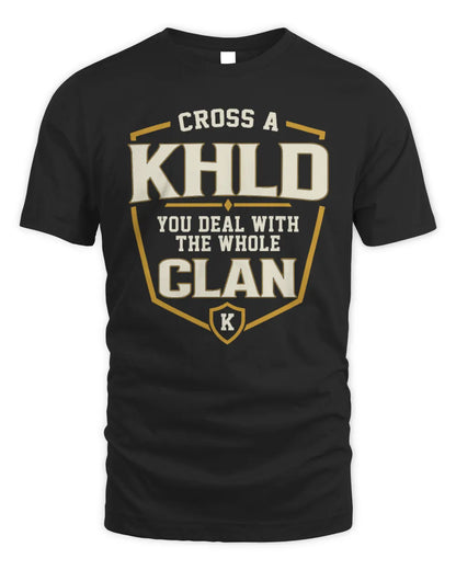 KHLD NT1-K008 Cross A/An NAME, You Deal With the Whole Clan | Personalized Vintage T-Shirt - Unisex Standard T-Shirt - Black