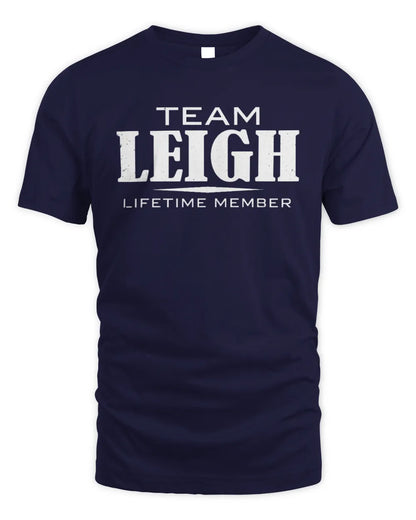 LEIGH BL62-K4-128 - Personalized “Team NAME Lifetime Member” - Unisex Standard T-Shirt - Navy