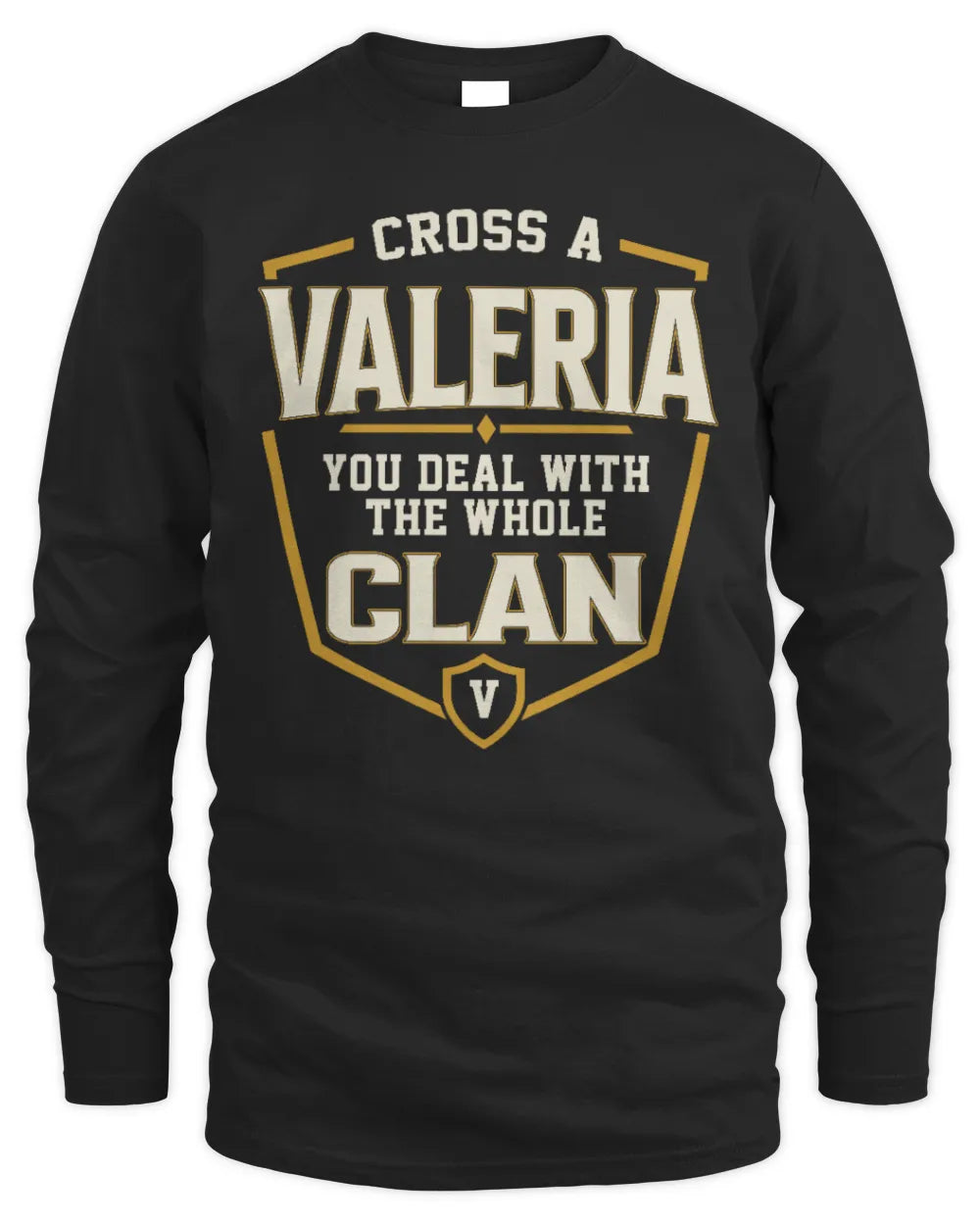 VALERIA NT1-K008 Cross A/An NAME, You Deal With the Whole Clan | Personalized Vintage T-Shirt - Men's Long Sleeved T-Shirt - Black