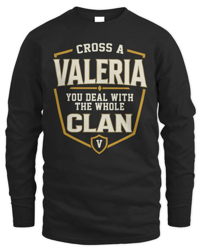 VALERIA NT1-K008 Cross A/An NAME, You Deal With the Whole Clan | Personalized Vintage T-Shirt - Men's Long Sleeved T-Shirt - Black