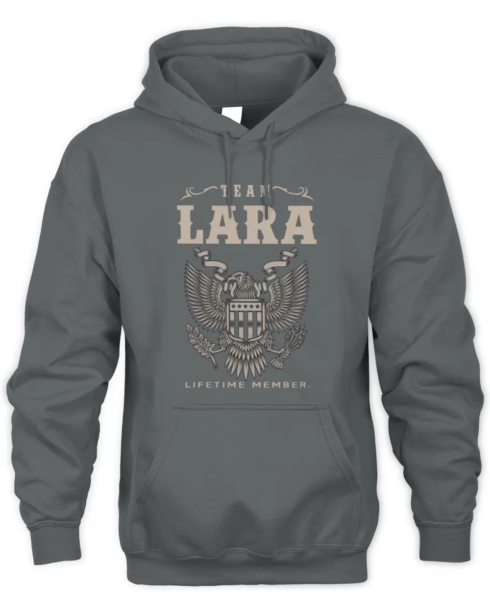 LARA TP06-K82 – Personalized Classic Style Apparel “Team NAME Lifetime Member” - Unisex Hoodie - Charcoal