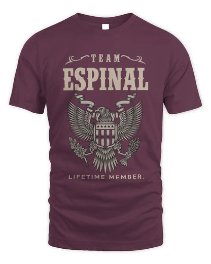 ESPINAL TP06-K82 – Personalized Classic Style Apparel “Team NAME Lifetime Member” - Unisex Standard T-Shirt - Maroon