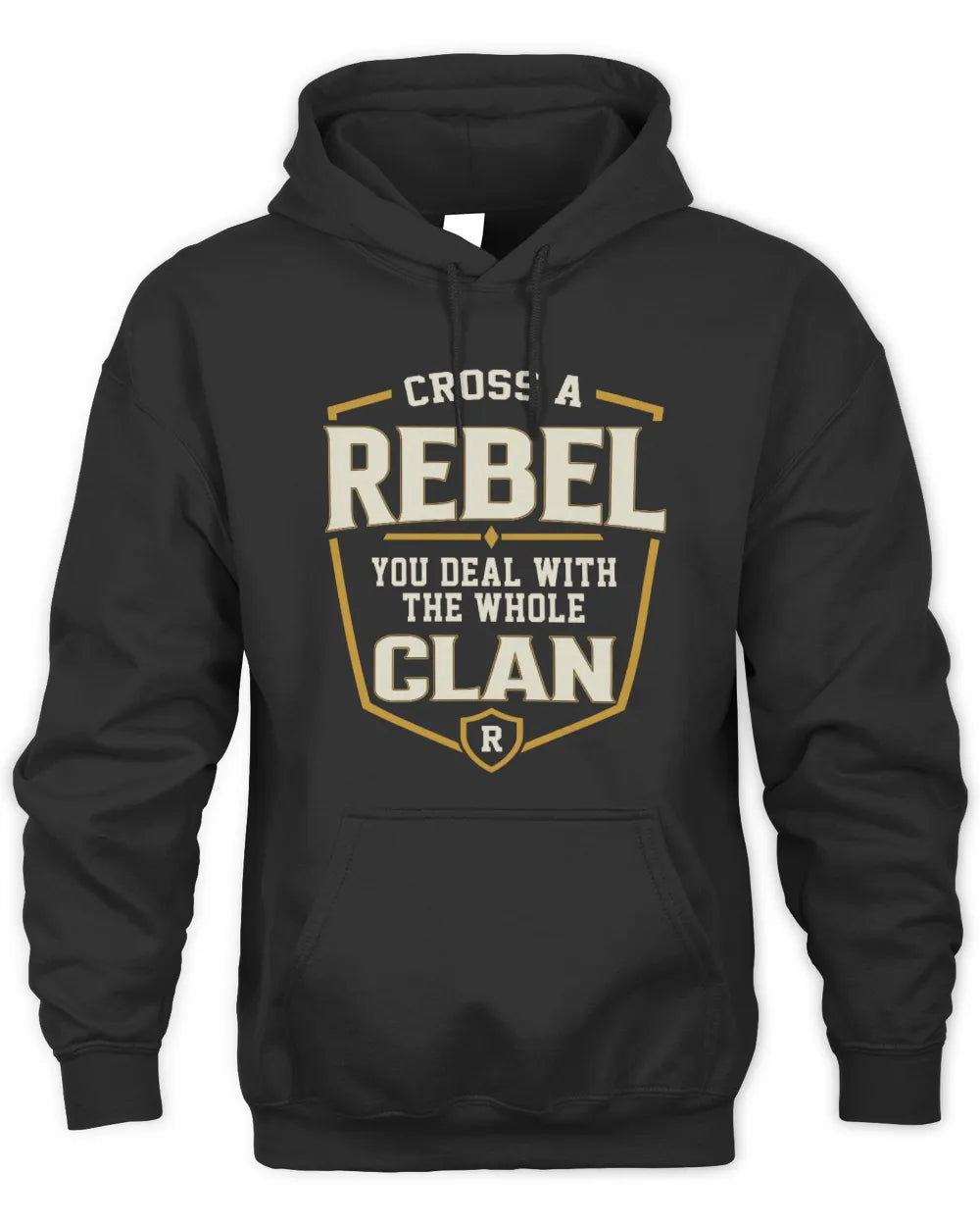 REBEL NT1-K008 Cross A/An NAME, You Deal With the Whole Clan | Personalized Vintage T-Shirt - Unisex Hoodie - Black