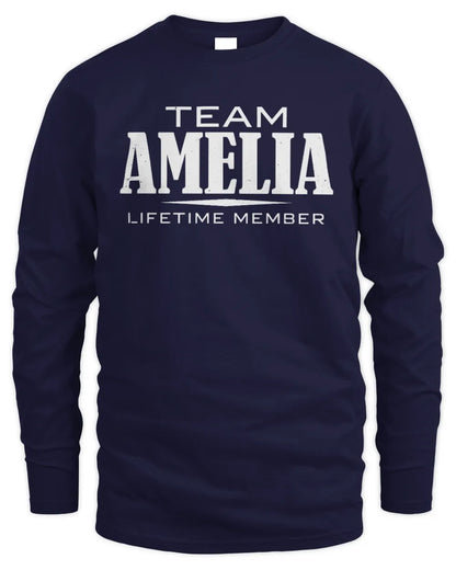 AMELIA BL62-K4-128 - Personalized “Team NAME Lifetime Member” - Men's Long Sleeved T-Shirt - Navy