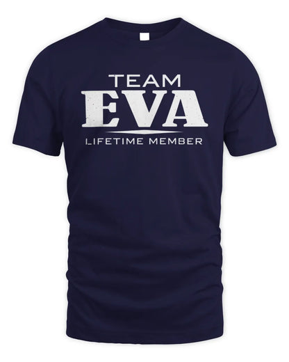 EVA BL62-K4-128 - Personalized “Team NAME Lifetime Member” - Unisex Standard T-Shirt - Navy