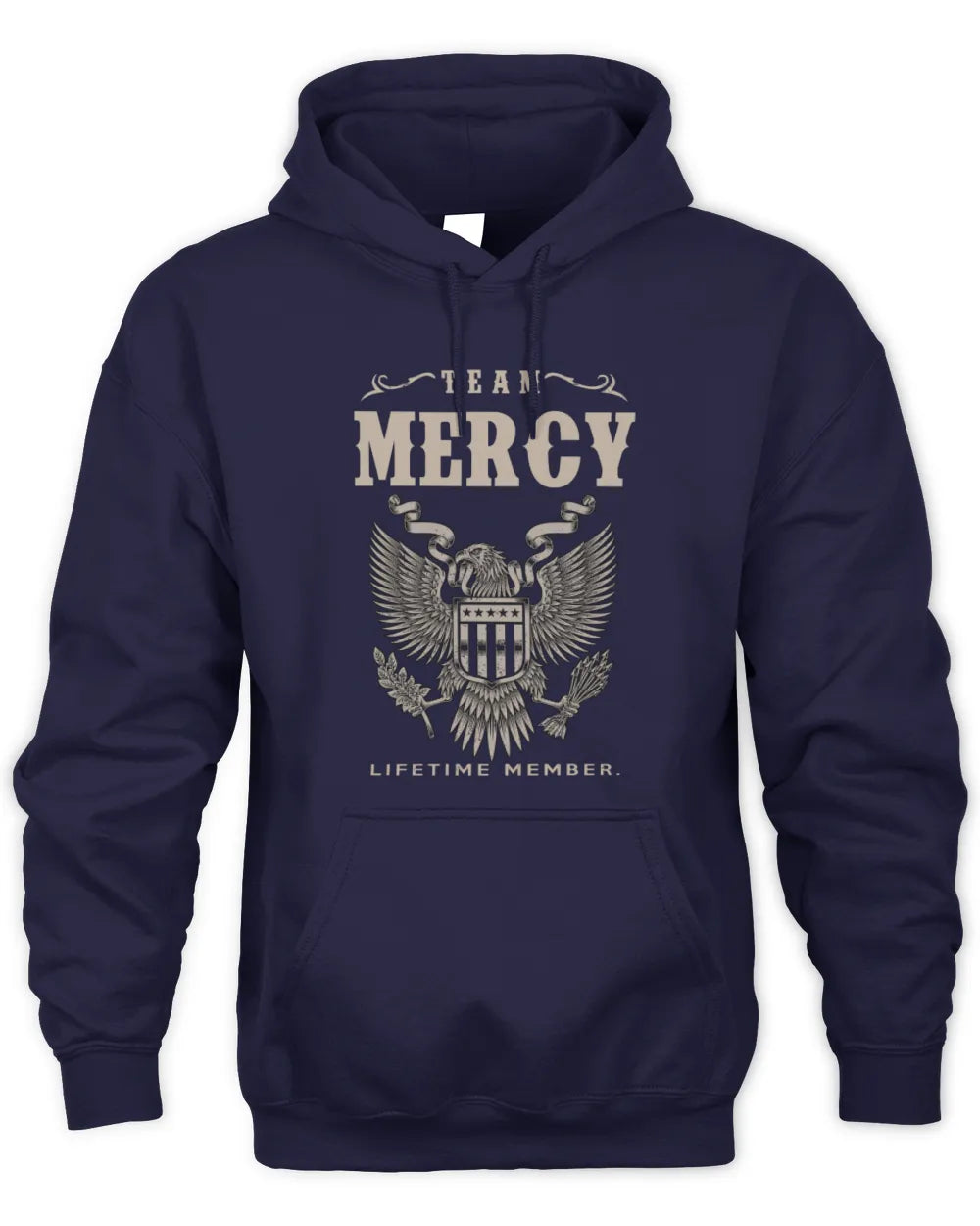 MERCY TP06-K82 – Personalized Classic Style Apparel “Team NAME Lifetime Member” - Unisex Hoodie - Navy