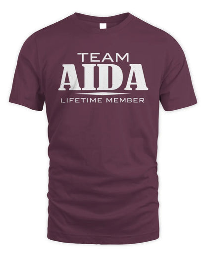 AIDA BL62-K4-128 - Personalized “Team NAME Lifetime Member” - Unisex Standard T-Shirt - Maroon