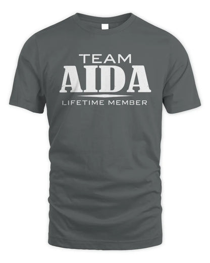 AIDA BL62-K4-128 - Personalized “Team NAME Lifetime Member” - Unisex Standard T-Shirt - Charcoal