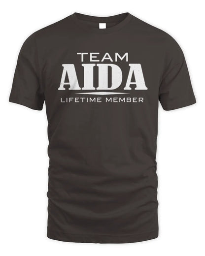 AIDA BL62-K4-128 - Personalized “Team NAME Lifetime Member” - Unisex Standard T-Shirt - Dark Chocolate