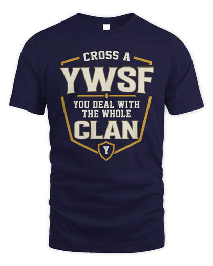 YWSF NT1-K008 Cross A/An NAME, You Deal With the Whole Clan | Personalized Vintage T-Shirt - Unisex Standard T-Shirt - Navy