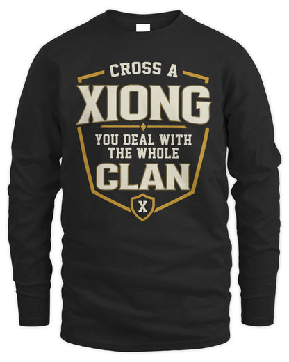 XIONG NT1-K008 Cross A/An NAME, You Deal With the Whole Clan | Personalized Vintage T-Shirt - Men's Long Sleeved T-Shirt - Black