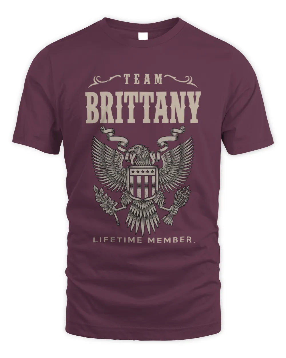 BRITTANY TP06-K82 – Personalized Classic Style Apparel “Team NAME Lifetime Member” - Unisex Standard T-Shirt - Maroon