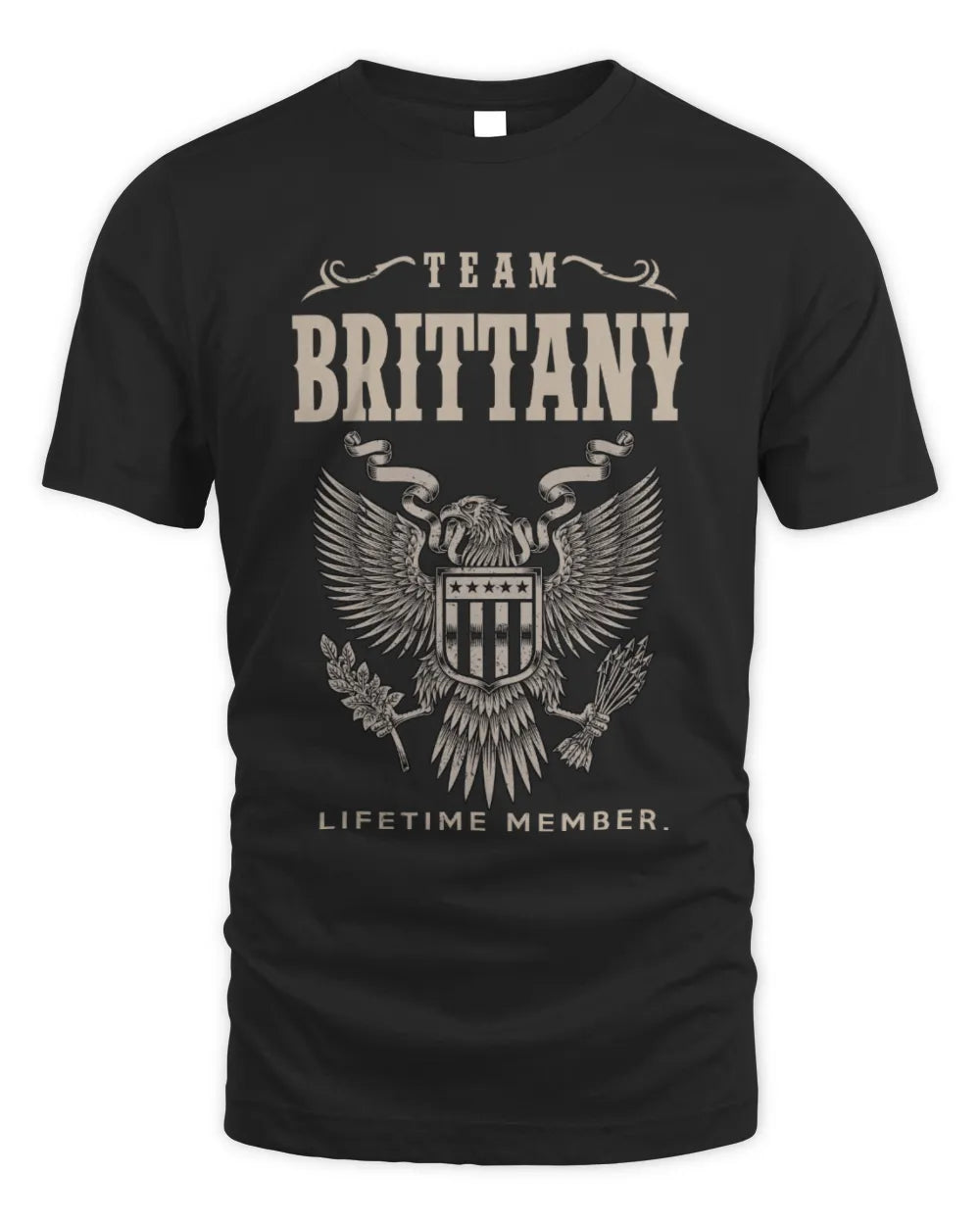 BRITTANY TP06-K82 – Personalized Classic Style Apparel “Team NAME Lifetime Member” - Unisex Standard T-Shirt - Black