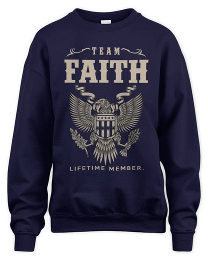 FAITH TP06-K82 – Personalized Classic Style Apparel “Team NAME Lifetime Member” - Unisex Sweatshirt - Navy