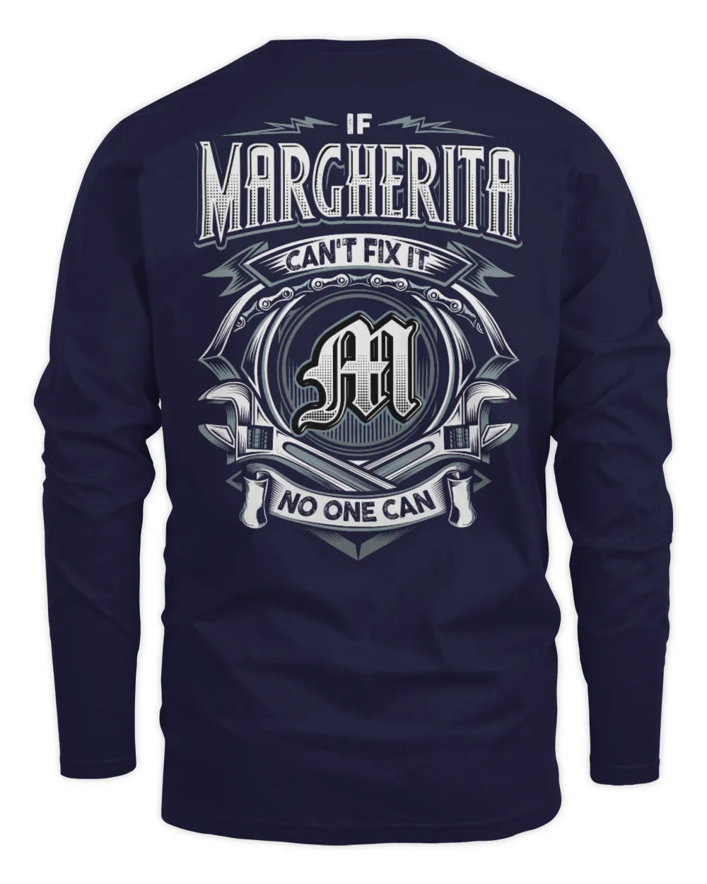 MARGHERITA AP81-K4-626 - Personalized Ahmed Quote Apparel “If Ahmed Can't Fix It, No One Can” - Men's Long Sleeved T-Shirt - Navy