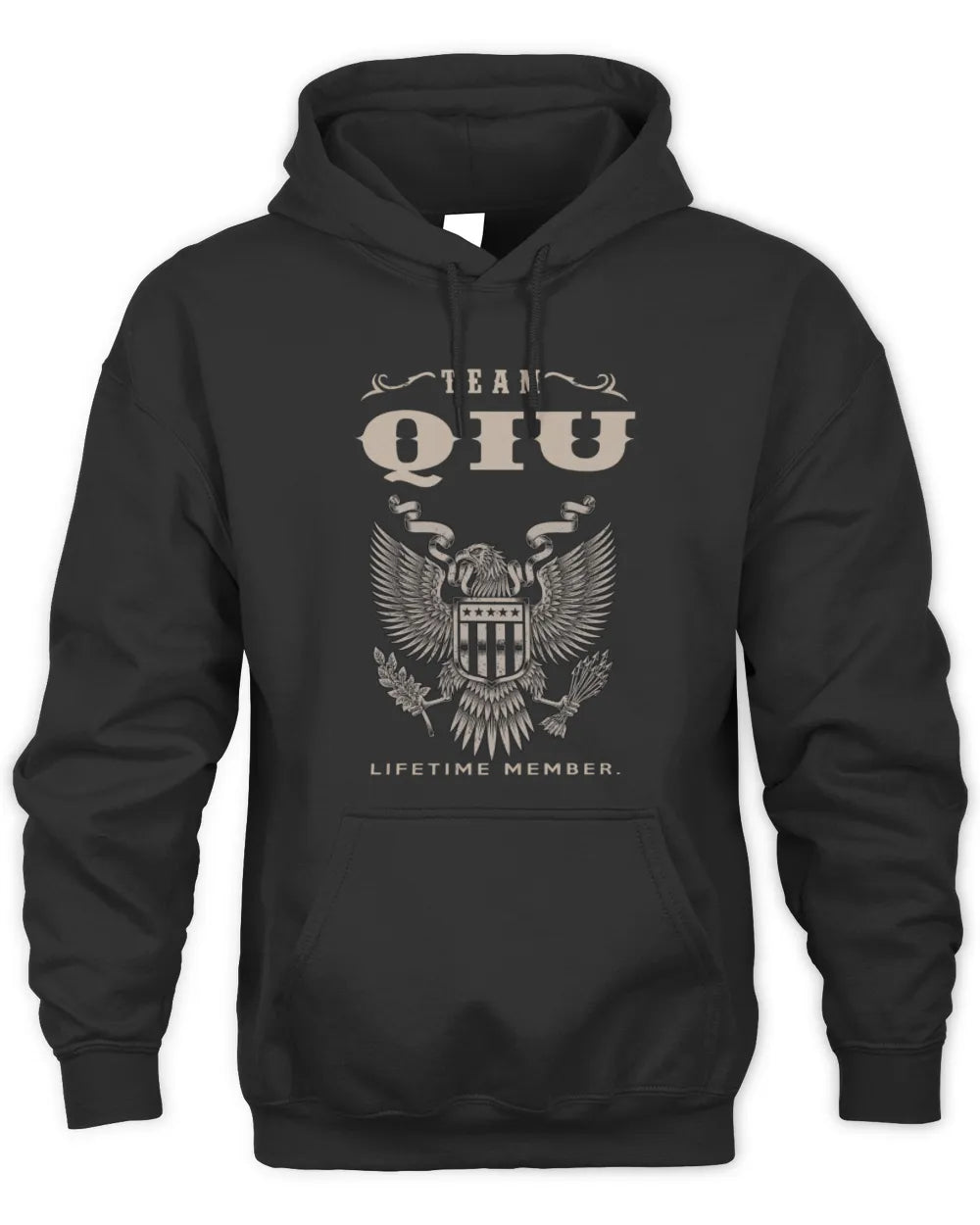 QIU TP06-K82 – Personalized Classic Style Apparel “Team NAME Lifetime Member” - Unisex Hoodie - Black