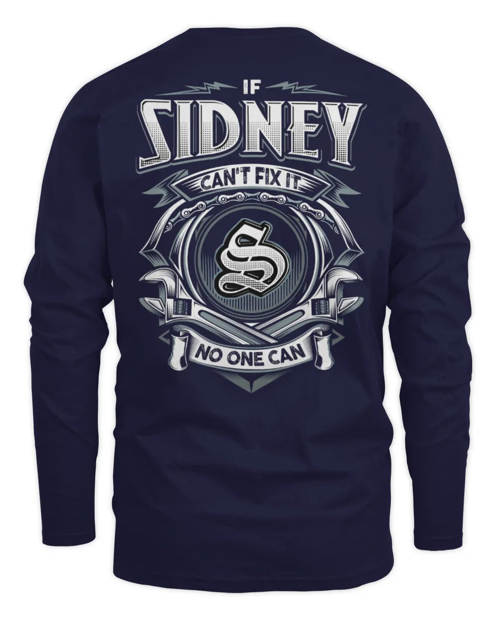 SIDNEY AP81-K4-626 - Personalized Ahmed Quote Apparel “If Ahmed Can't Fix It, No One Can” - Men's Long Sleeved T-Shirt - Navy