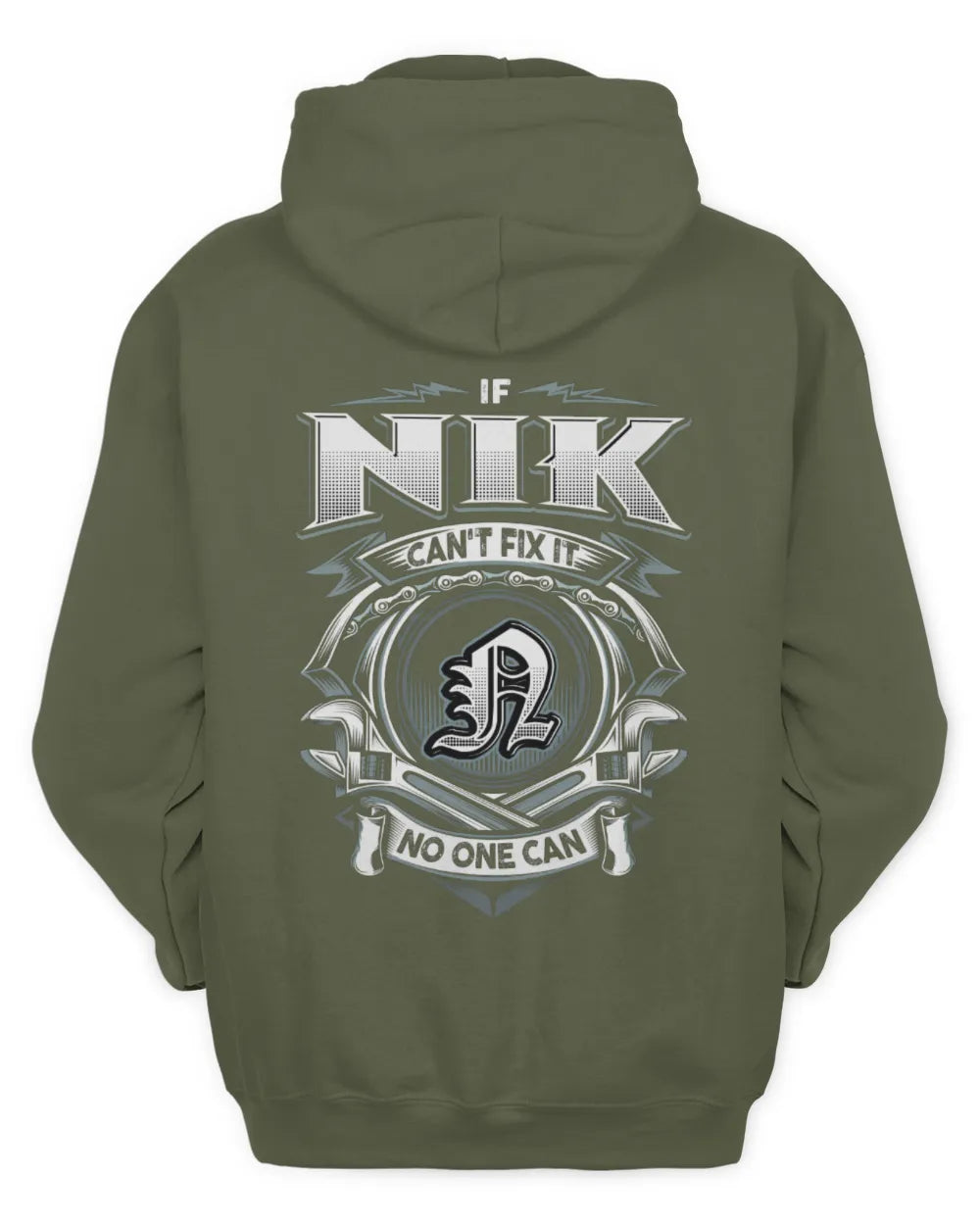 NIK AP81-K4-626 - Personalized Ahmed Quote Apparel “If Ahmed Can't Fix It, No One Can” - Unisex Hoodie - Military Green